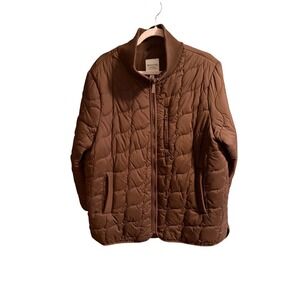 Modern Supply by Sanctuary Quilted Brown Zipper Pocket Jacket XL
